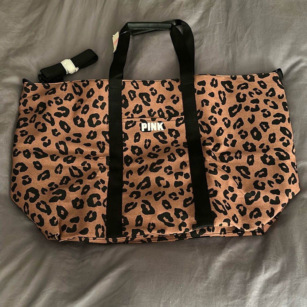 PINK leopard print tote bag
